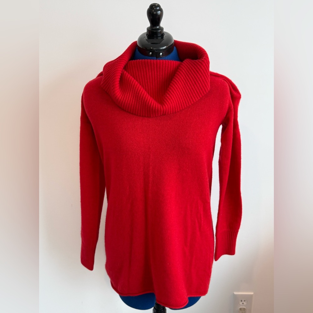 Anthropologie Maeve Red Cowl Neck Women's Sweater 100% Cashmere